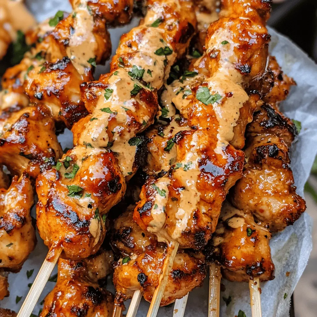 These Bang Bang Chicken Skewers are the perfect balance of spicy and sweet, making them a hit at any gathering! Tender chicken is marinated and grilled to perfection, then coated in a creamy, zesty sauce that everyone will love. Save this recipe for your next barbecue or weeknight dinner – it's easy to make and full of flavor!