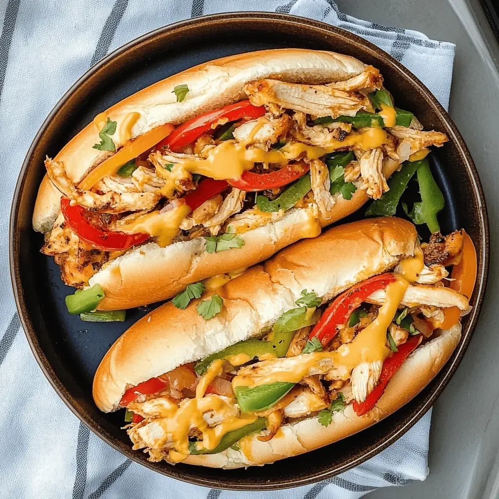 Get ready for a taste explosion with these Chicken Philly Cheese Steaks! Juicy chicken smothered in melted cheese and colorful peppers creates a satisfying sandwich perfect for lunch or dinner. Whether hosting friends or enjoying a family meal, this recipe is sure to be a hit. Save this delicious recipe for your next cooking adventure!