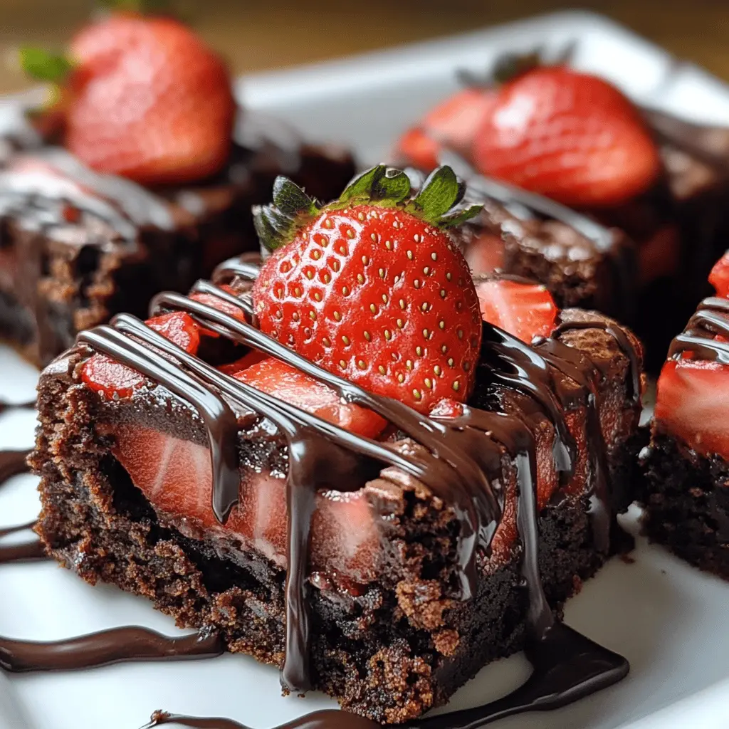 These Chocolate Covered Strawberry Brownies will steal the show at any gathering! Rich, fudgy brownies topped with fresh strawberries and a smooth chocolate drizzle create the perfect dessert. Great for birthdays, anniversaries, or just a sweet treat for yourself! Don’t forget to save this recipe for later!