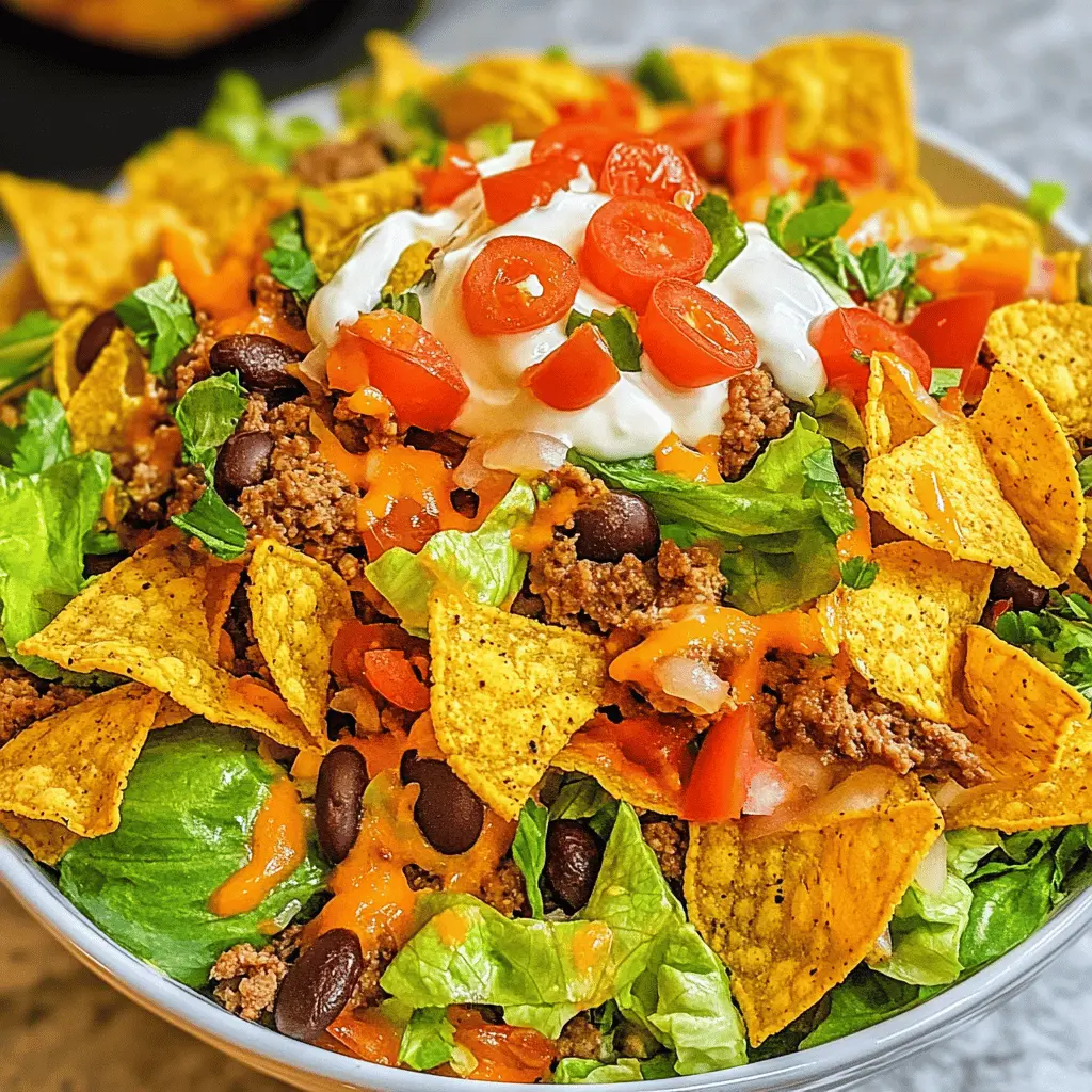 Add a twist to your meal with this colorful Doritos Taco Salad! Packed with crunchy Doritos, seasoned beef, fresh lettuce, and zesty toppings, this salad is a crowd-pleaser. Perfect for potlucks or a quick weeknight dinner, it's a fun and flavorful choice. Save this recipe for an easy, delicious dish that everyone will love!
