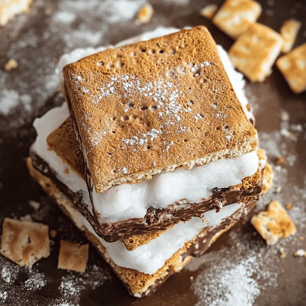 Treat yourself to a delicious twist on classic s'mores with these Frozen S'mores! Layer rich chocolate and fluffy marshmallows between crunchy graham cracker pieces and freeze for a delightful summer snack. Perfect for warm days, parties, or a fun family dessert night. Don't forget to save this recipe for your next outdoor gathering!