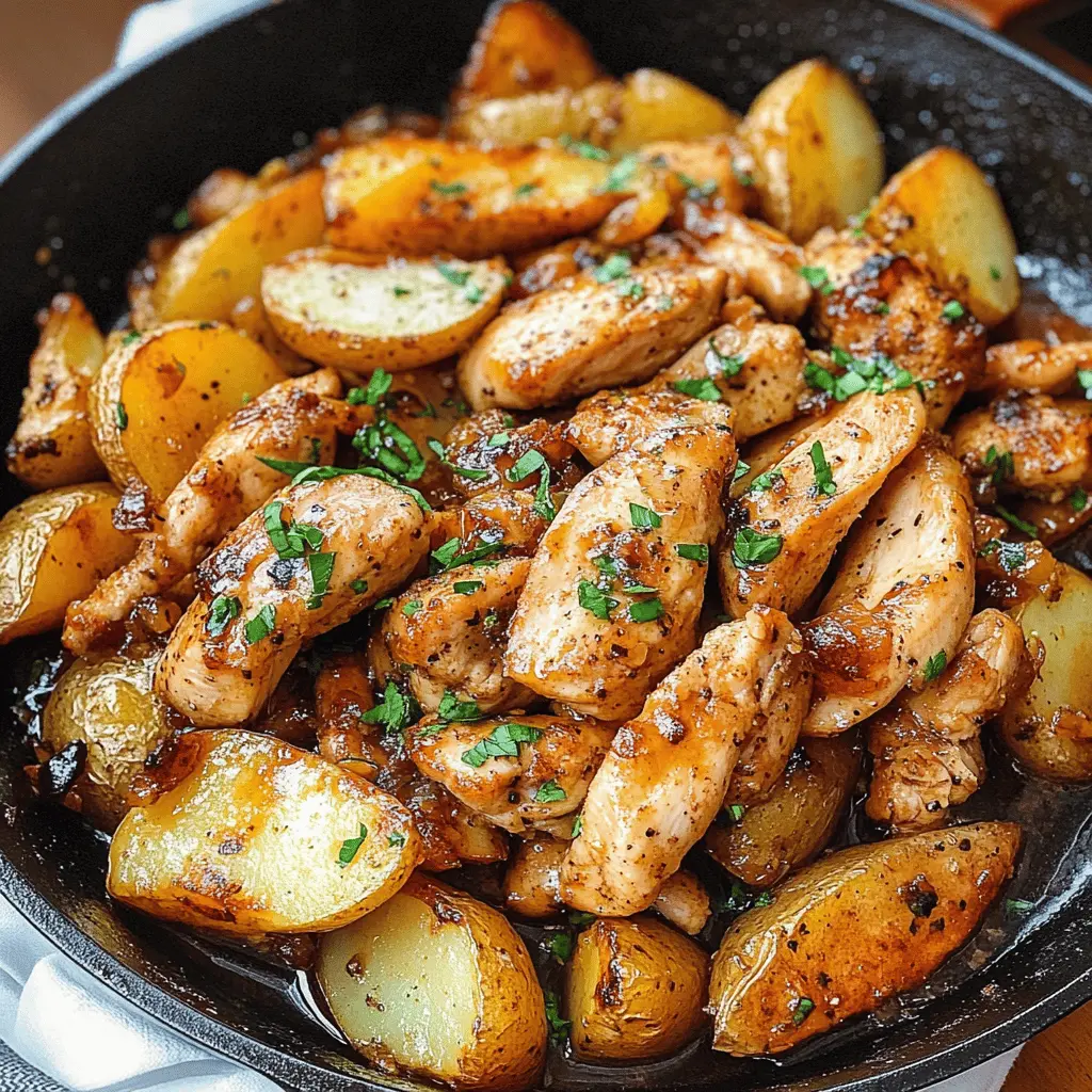 Ready for a quick and tasty dinner? This Garlic Butter Chicken and Potatoes Skillet is all about juicy chicken, crispy potatoes, and rich garlic butter flavors! Perfect for busy weeknights, this one-pan dish saves time and makes cleanup a breeze. Save this recipe now for an effortless meal filled with comfort and delight!