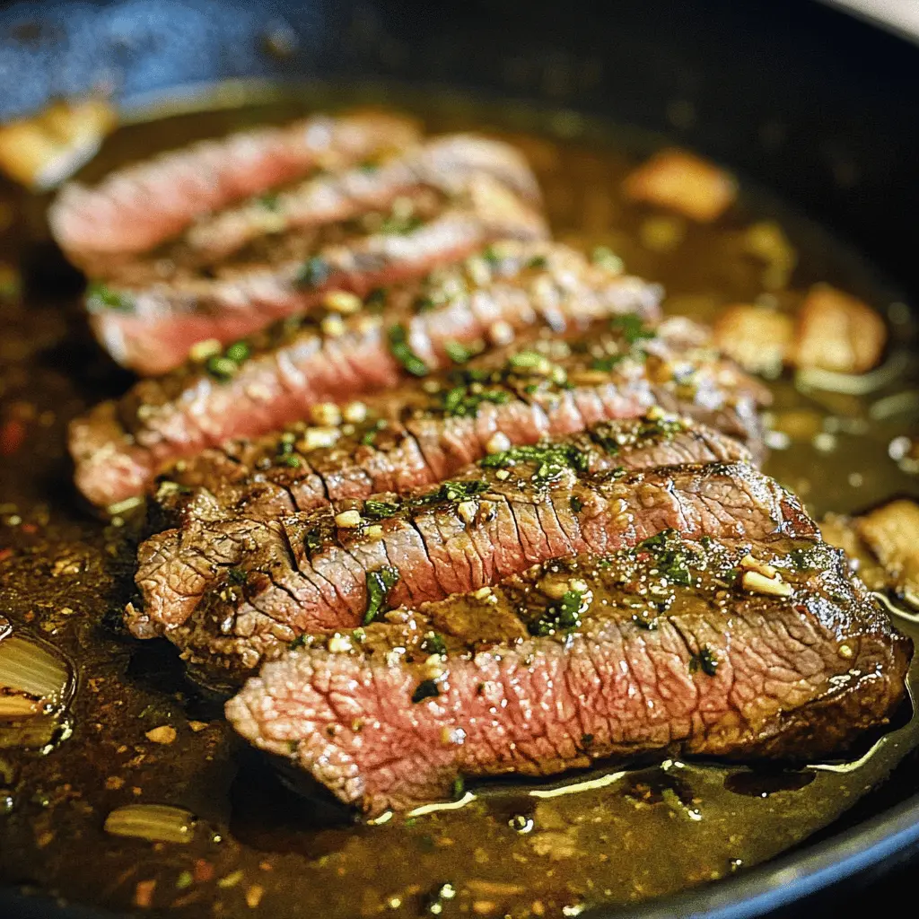 Succulent Garlic Butter Skillet Flank Steak is the perfect dish for any meat lover! This tender, juicy steak is infused with rich garlic and buttery flavors that make every bite unforgettable. Ready in just a few simple steps, it's great for weeknight dinners or special occasions. Save this recipe to impress your family and friends at your next gathering!