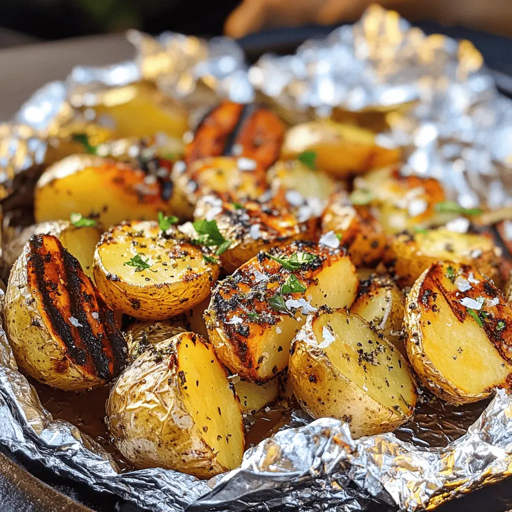 Enjoy the perfect summer side dish with these Garlic Herb Grilled Potatoes! Wrapped in foil, these tender potatoes are infused with garlic and fresh herbs for a flavorful finish. Ideal for barbecues or family gatherings, this recipe is simple and delicious. Save it now to brighten up your next cookout!