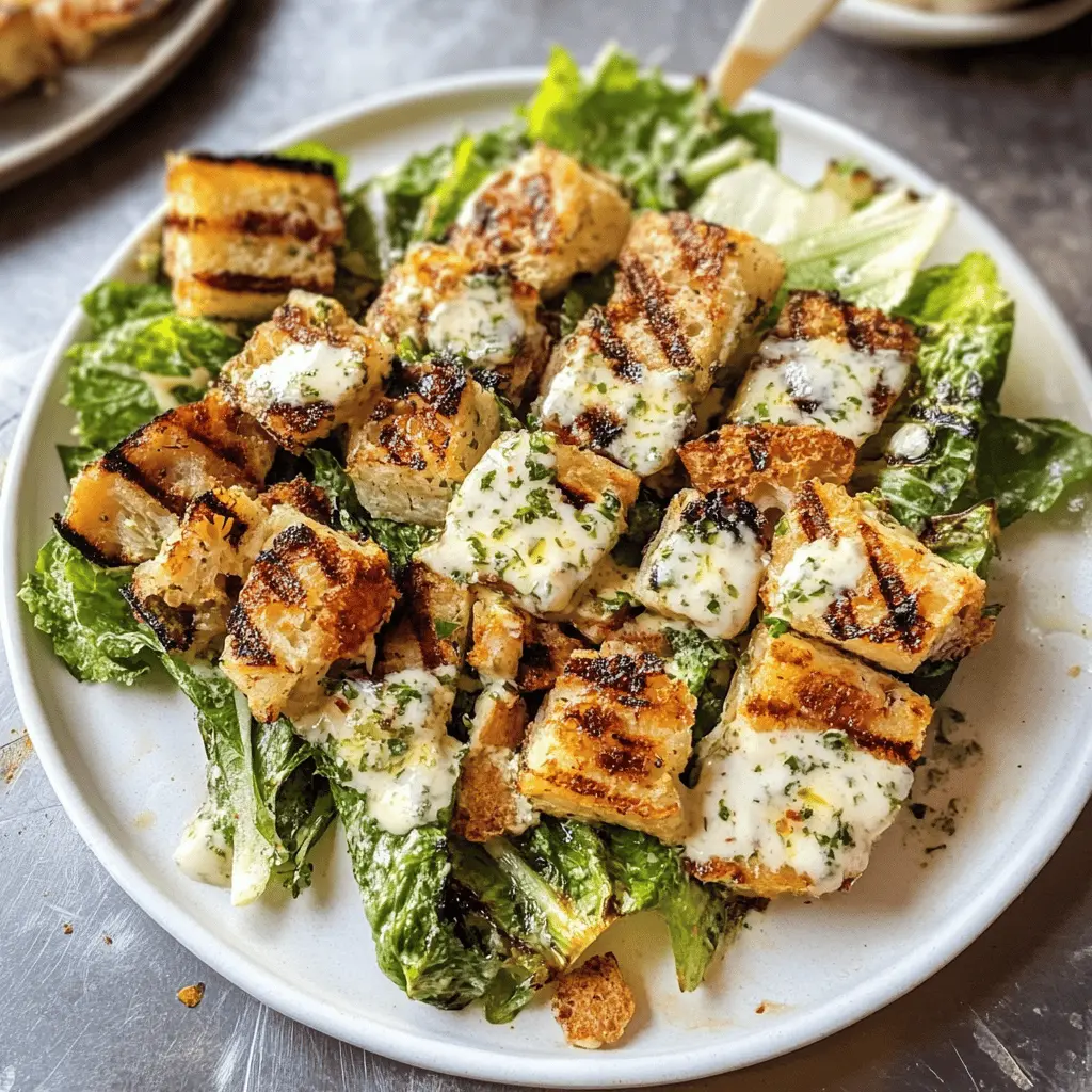 Fire up your grill for a fresh twist on a classic! This Grilled Caesar Salad features smoky romaine lettuce, perfectly charred and topped with creamy dressing and crunchy croutons. Perfect for summer barbecues or as a light, flavorful side dish. Save this recipe for your next outdoor gathering!