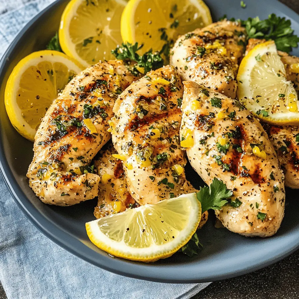 Juicy grilled chicken breasts bursting with lemon and garlic flavor make for a perfect meal! Simple to prepare and packed with fresh taste, this dish is great for family dinners or summer barbecues. Save this recipe for an easy, delicious dinner idea that everyone will love!