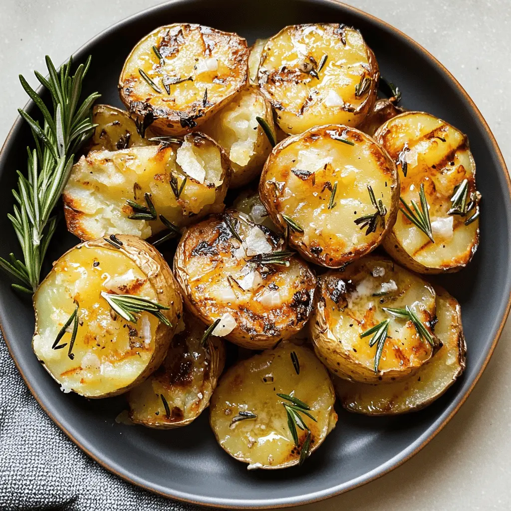 These Grilled Garlic Rosemary Smashed Potatoes are bursting with flavor! Perfectly crispy on the outside and soft on the inside, they are infused with aromatic garlic and fresh rosemary. Ideal as a side dish for summer barbecues, family gatherings, or any occasion. Save this recipe now to elevate your next meal!