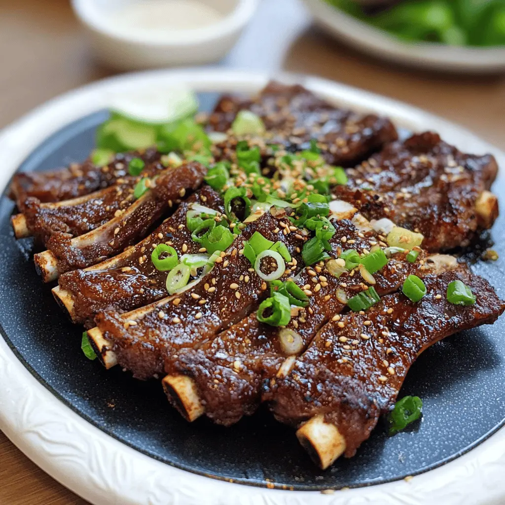 Get ready for a burst of flavor with these Grilled Korean Short Ribs! Tender and marinated in a delicious blend of soy sauce, sesame oil, and garlic, these ribs are a crowd-pleaser. Perfect for your next barbecue or family gathering, just fire up the grill and enjoy. Save this recipe for an unforgettable meal that will impress everyone around the table!