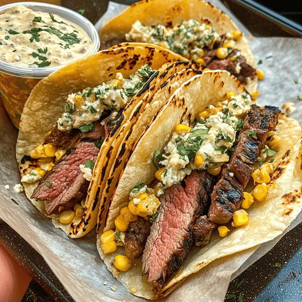 Get ready for a flavor fiesta with these Grilled Steak Elote Tacos! Tender grilled steak paired with delicious street corn flavors and fresh toppings make these tacos a must-try. Perfect for summer gatherings or a fun taco night at home, save this recipe for a delicious twist that your friends and family will love!