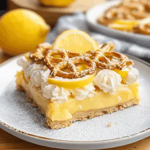 This Lemon Pretzel Dessert combines a salty pretzel crust with a creamy lemon filling, creating a perfect blend of sweet and savory. Ideal for summer gatherings or as a refreshing treat, this dessert is sure to impress your friends and family. Save this recipe for your next celebration and bring a burst of citrus flavor to your table!