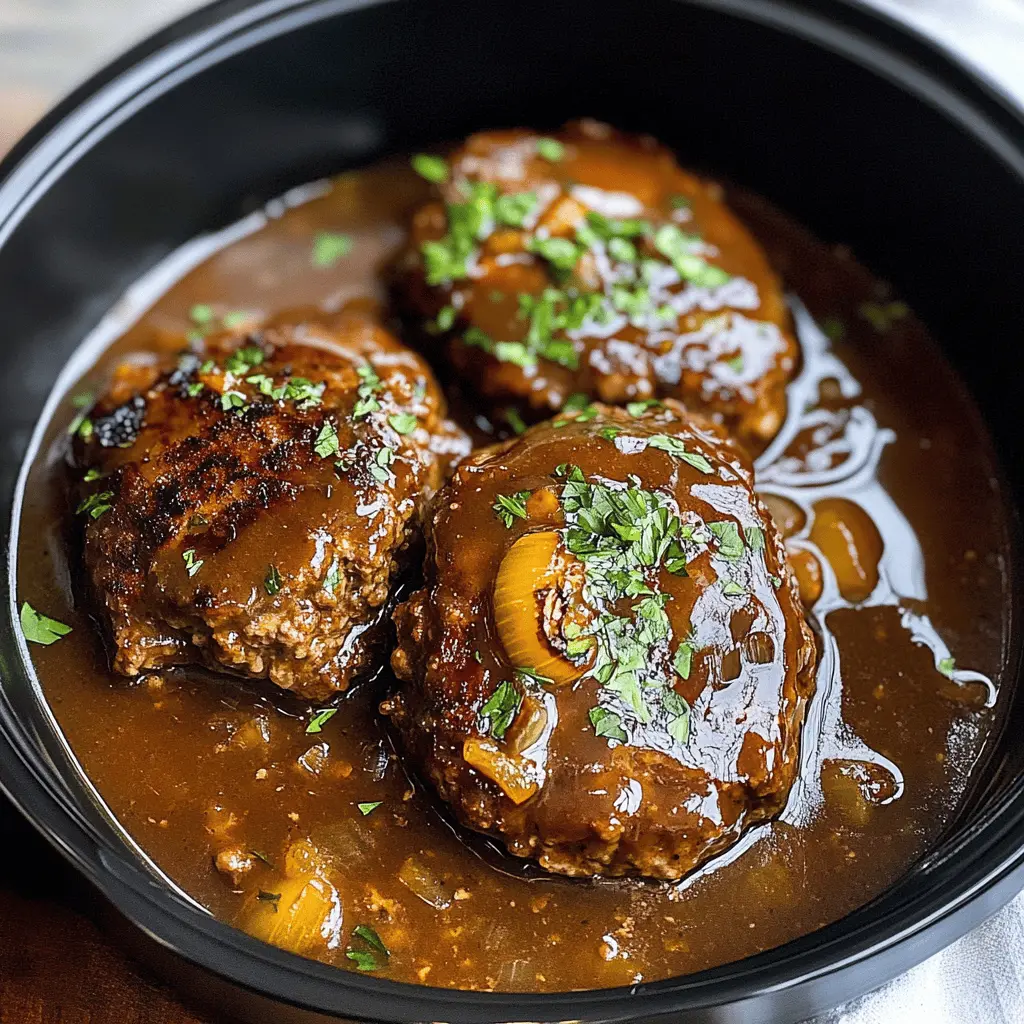 This Slow Cooker Salisbury Steaks recipe brings comforting flavors to your dinner table with juicy, seasoned beef patties smothered in rich mushroom gravy. Perfect for busy nights, this dish requires minimal prep and delivers maximum taste. Save this pin for a hassle-free, delicious meal the whole family will love any day of the week!