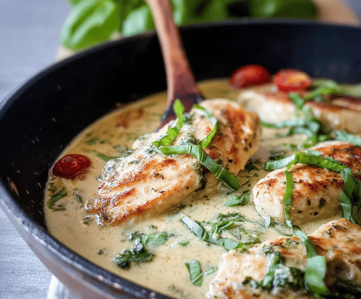 Easy Creamy Basil Chicken Breasts Recipe