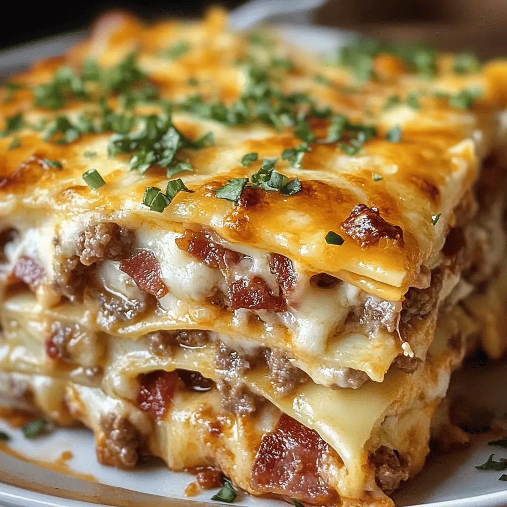 Easy Parmesan Garlic Bacon Cheeseburger Lasagna