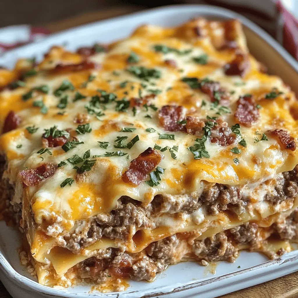 Easy Parmesan Garlic Bacon Cheeseburger Lasagna