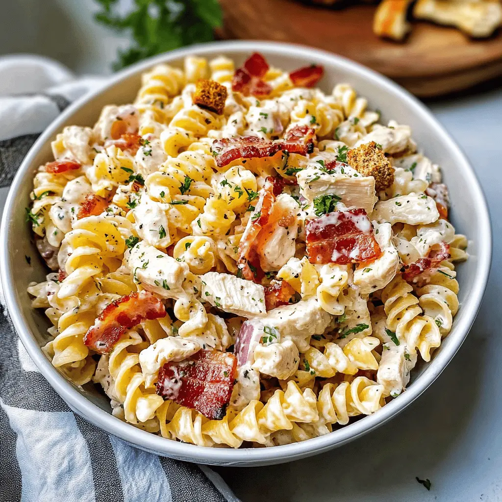 Easy Chicken Bacon Ranch Pasta Salad Recipe
