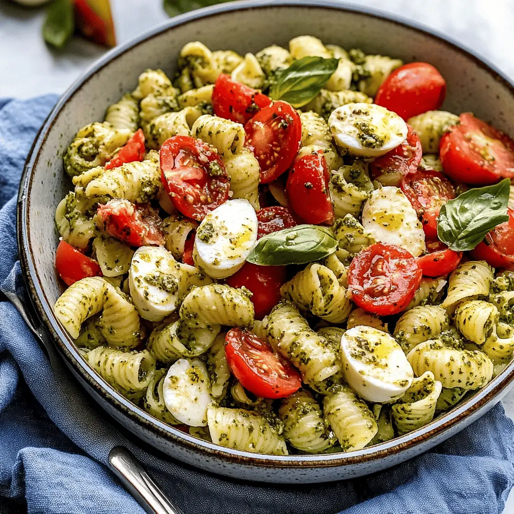 Light and Creamy Pesto Caprese Pasta Salad Recipe