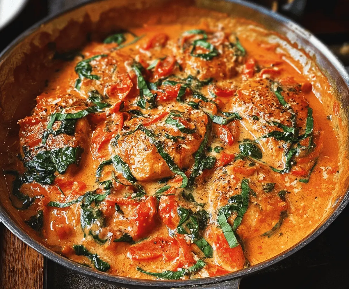 Easy Creamy Tomato Basil Chicken Skillet