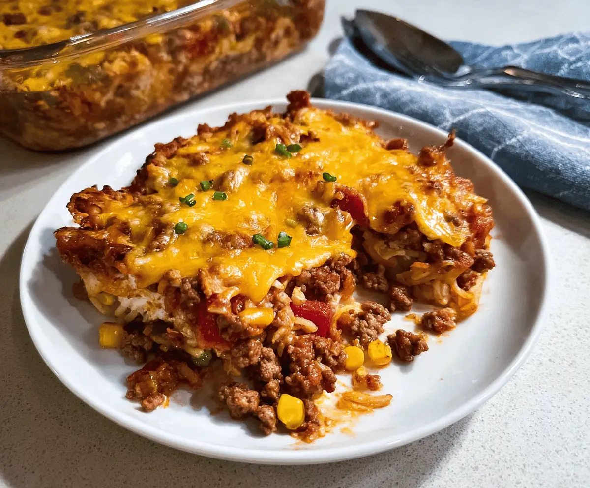 Easy Cheesy Hamburger Casserole Recipe