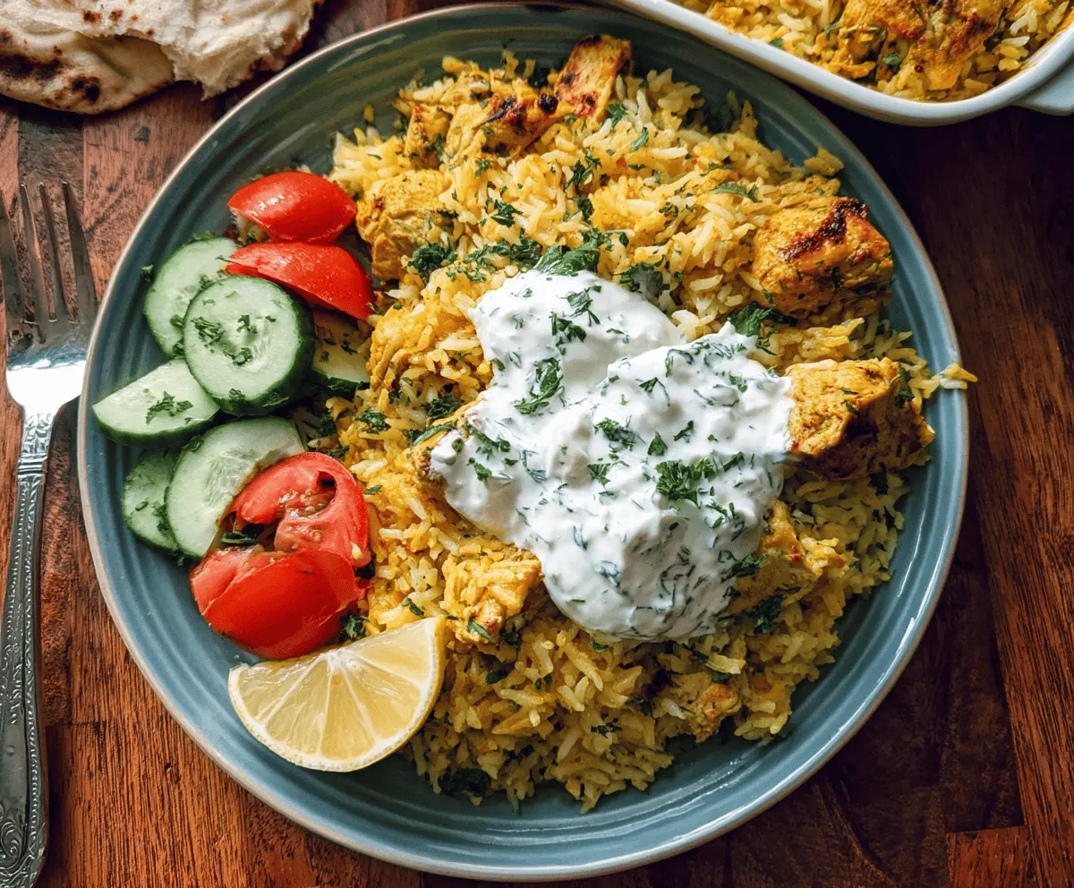 Easy Dump and Bake Chicken with Tzatziki Rice