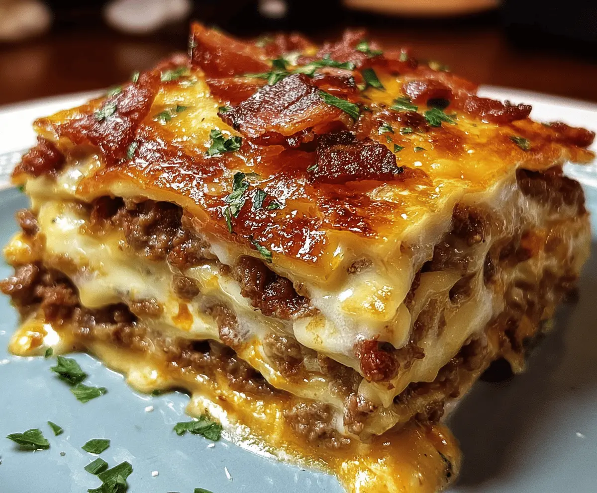 Easy Parmesan Garlic Bacon Cheeseburger Lasagna
