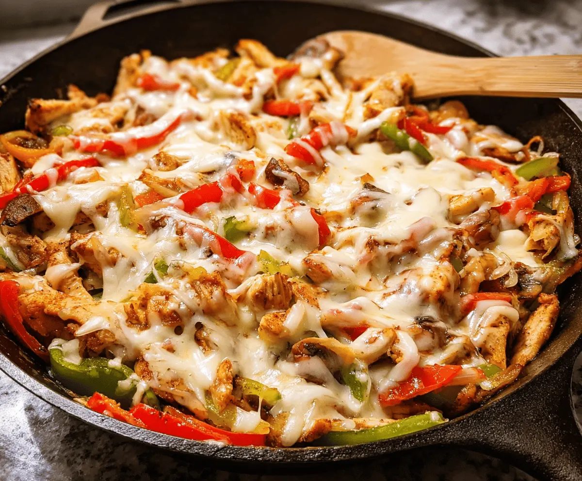 Easy Cheesy Chicken Cheesesteak Skillet Recipe