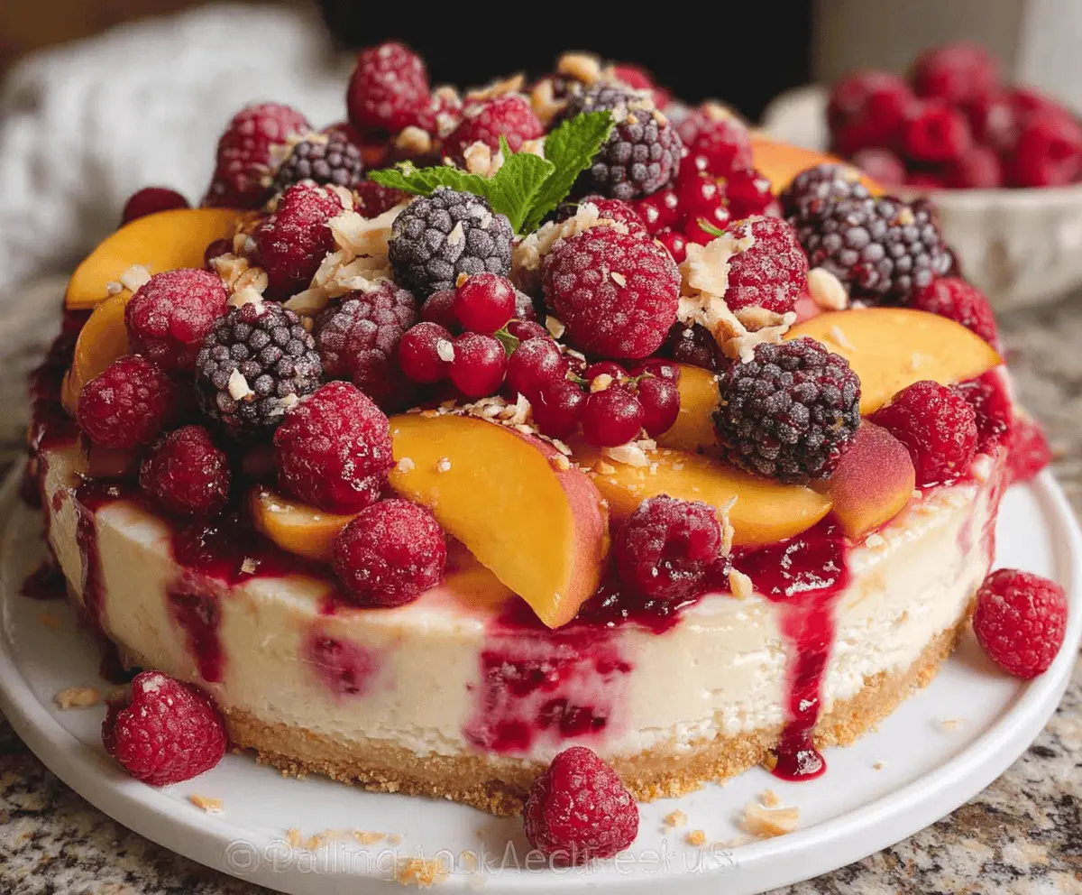 Easy Summer Berry and Peach Cheesecake Recipe