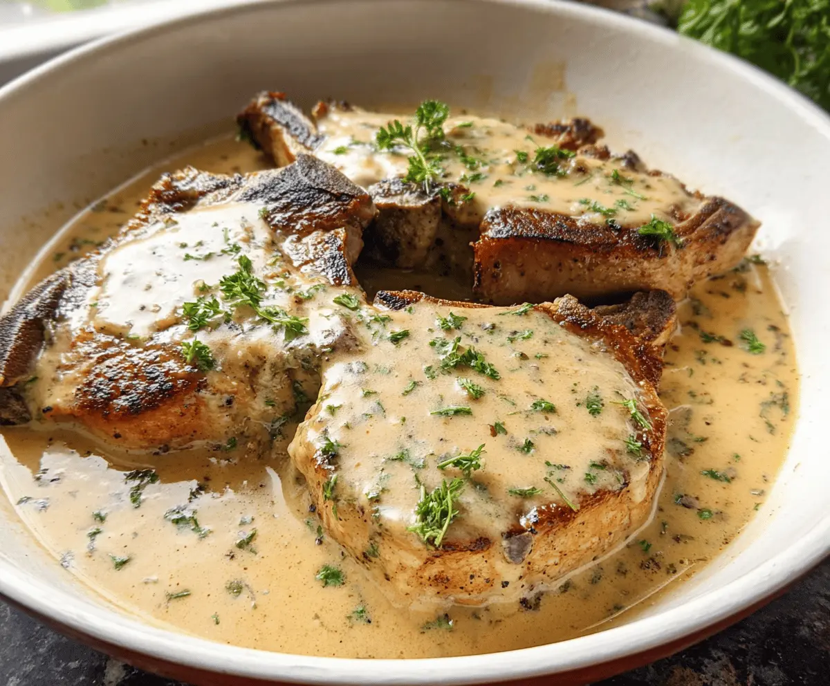 Slow Cooker Pork Chops in Creamy Garlic Parmesan Sauce