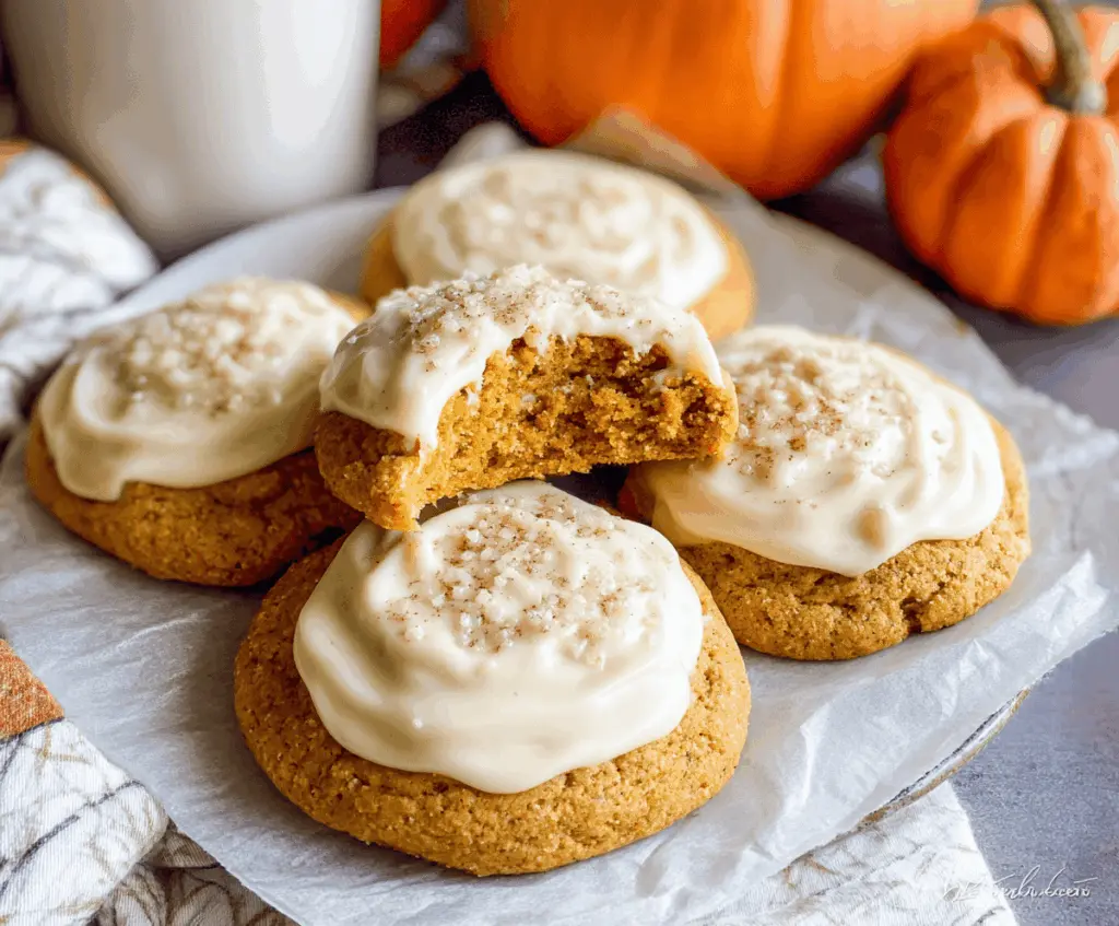Delicious Pumpkin Sugar Cream Cheese Cookies topped with cinnamon and sugar, perfect for fall baking