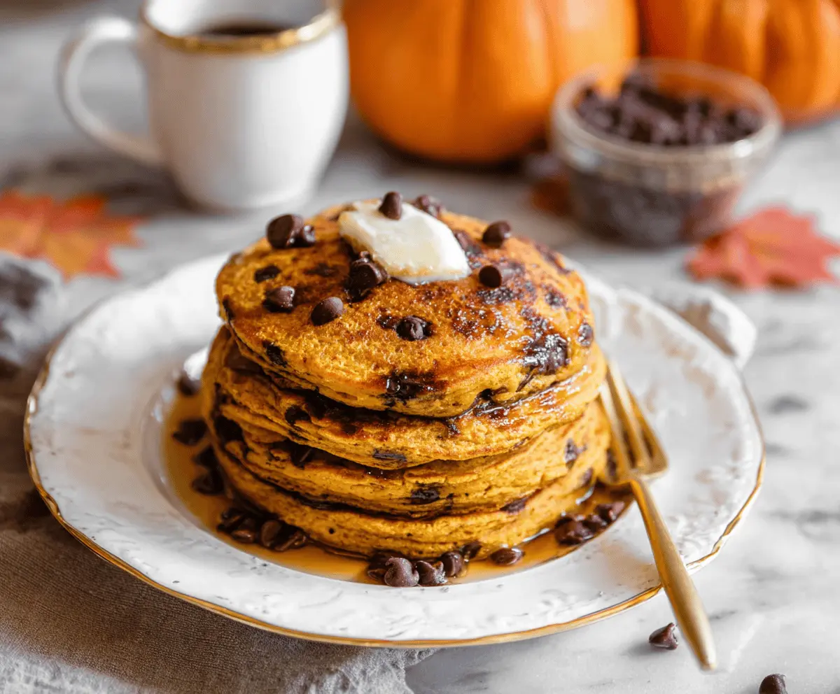 Spiced Pumpkin Chocolate Chip Pancakes