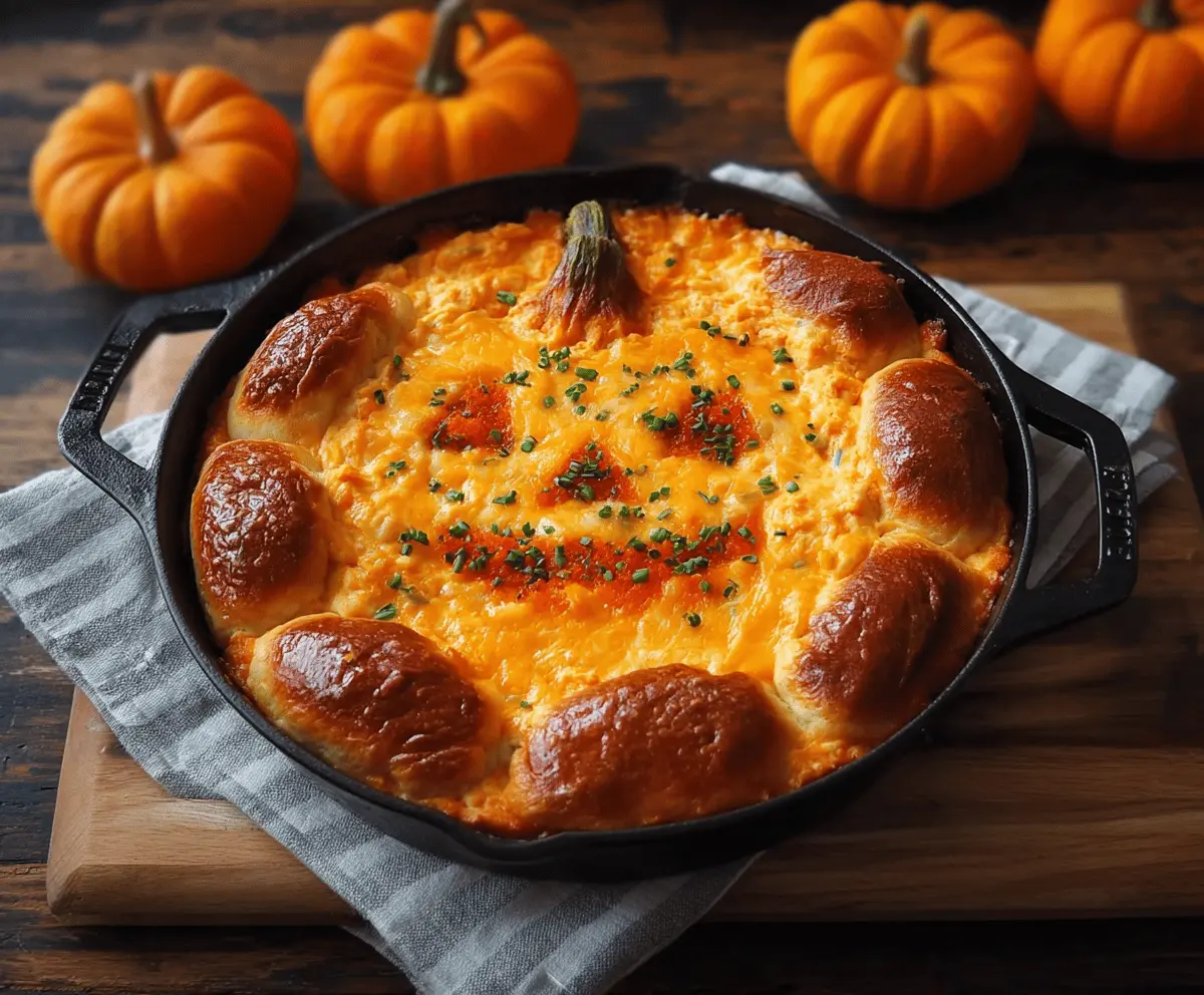 Spooky Halloween Buffalo Chicken Dip served in a bowl with celery sticks and tortilla chips for a festive party appetizer