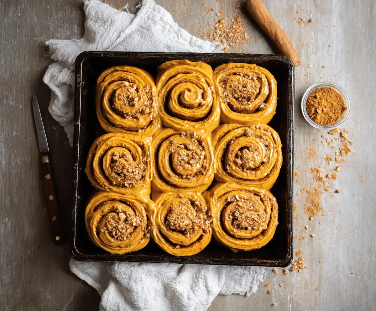 Pumpkin Cinnamon Rolls with Coffee Maple Frosting