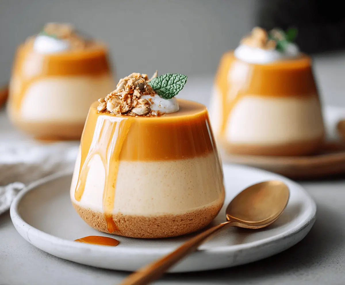 Creamy pumpkin panna cotta garnished with cinnamon and whipped cream, perfect for fall desserts.