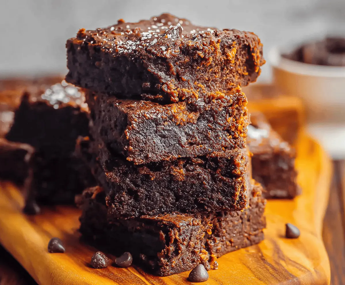 Delicious homemade sweet potato brownies with rich chocolate and a moist, fudgy texture on a baking tray