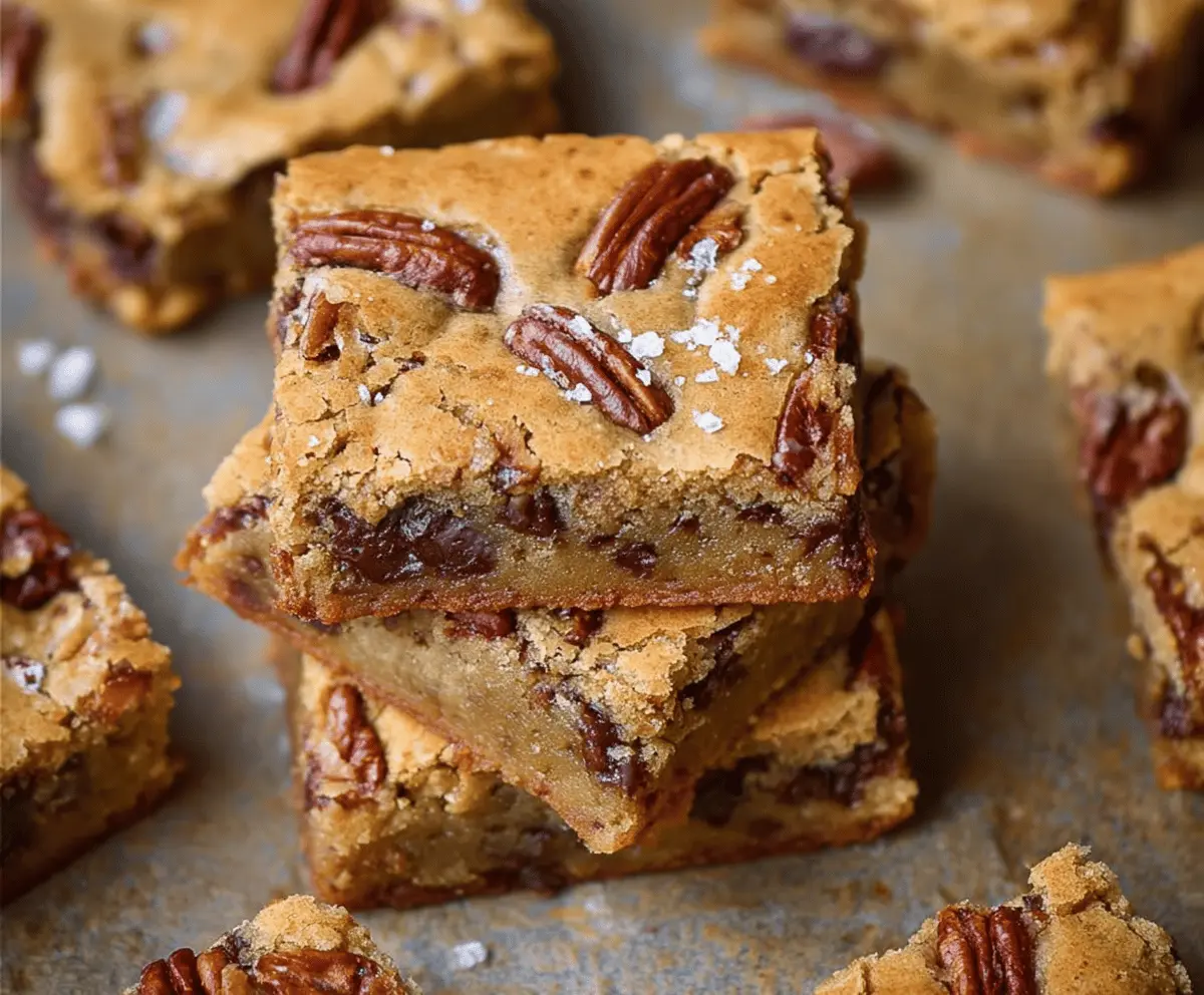 Delicious Brown Butter Pecan Blondies with a golden crust and crunchy pecan topping.
