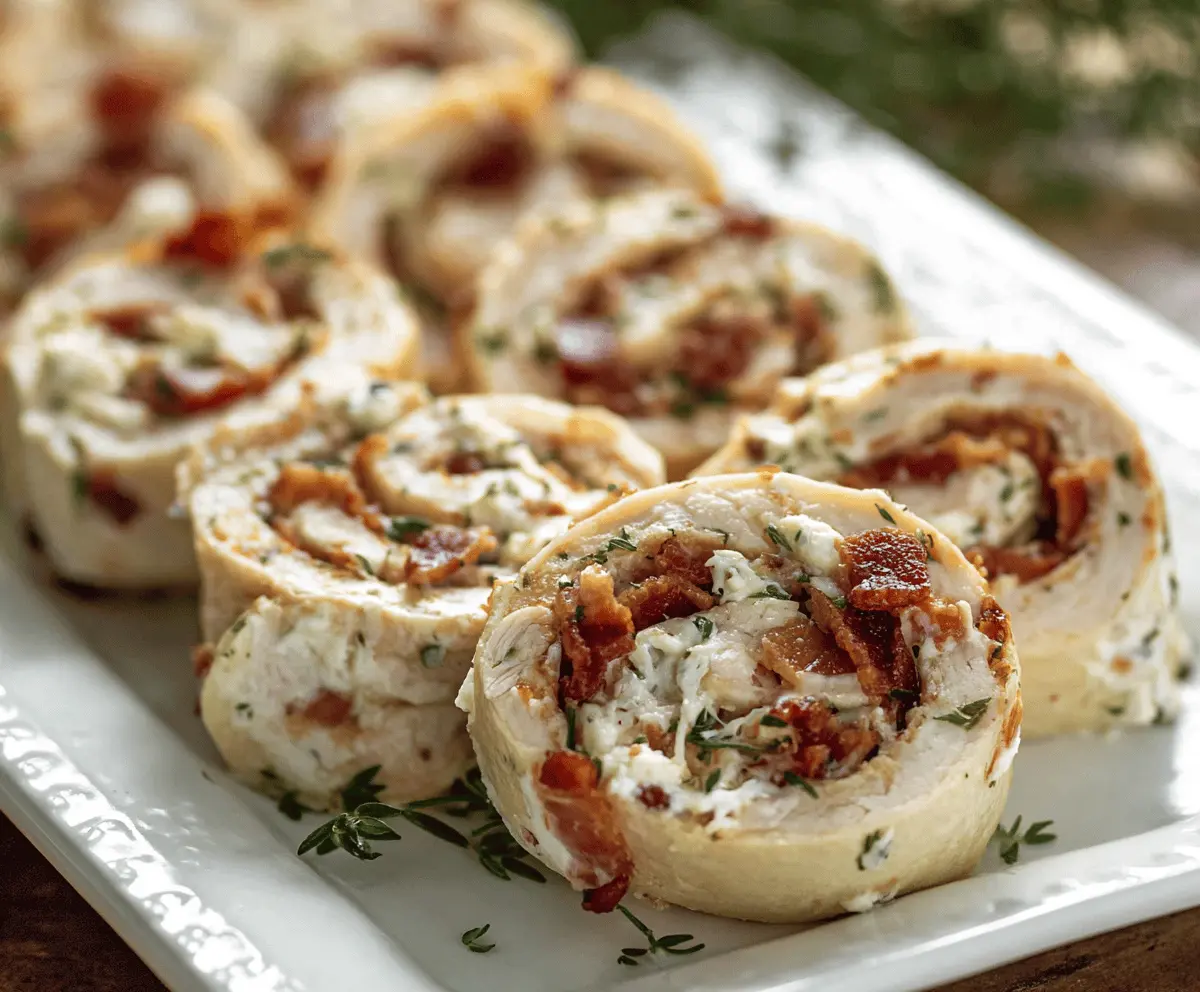Delicious Chicken Bacon Ranch Pinwheels with crispy bacon and creamy ranch filling rolled in a tortilla