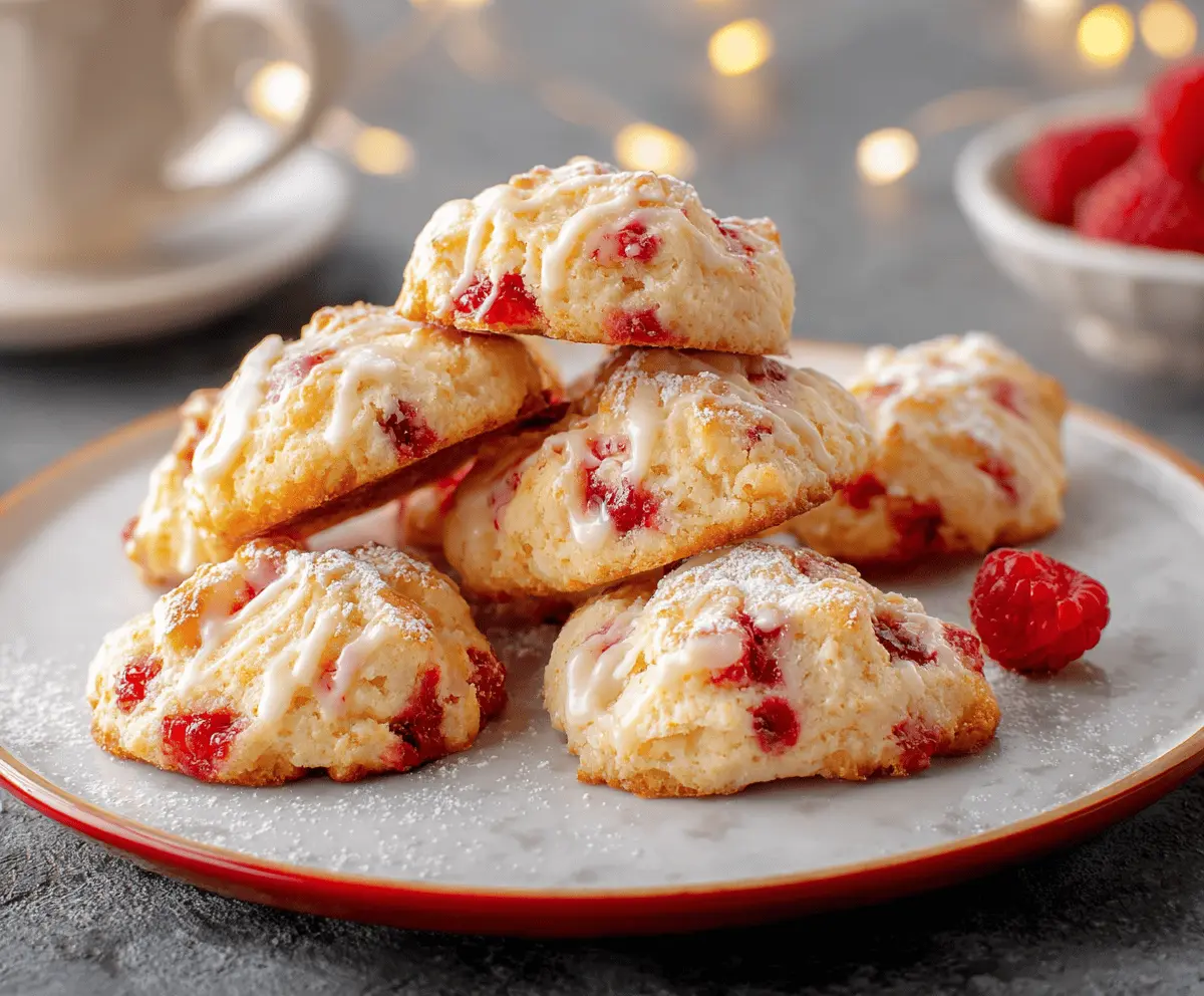 Delicious homemade cottage cheese raspberry cookies on a plate, perfect for a healthy snack.