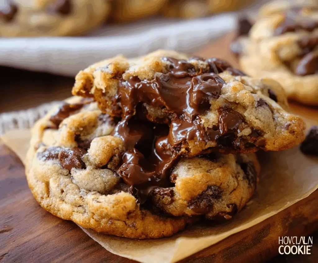 Delicious gooey chocolate chip cookies freshly baked and ready to enjoy.