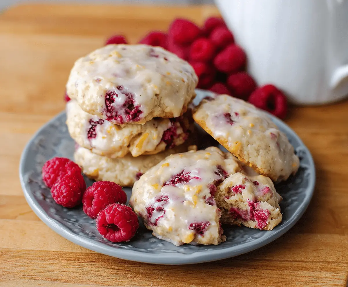 Delicious Greek yogurt raspberry cookies with fresh raspberries and creamy texture