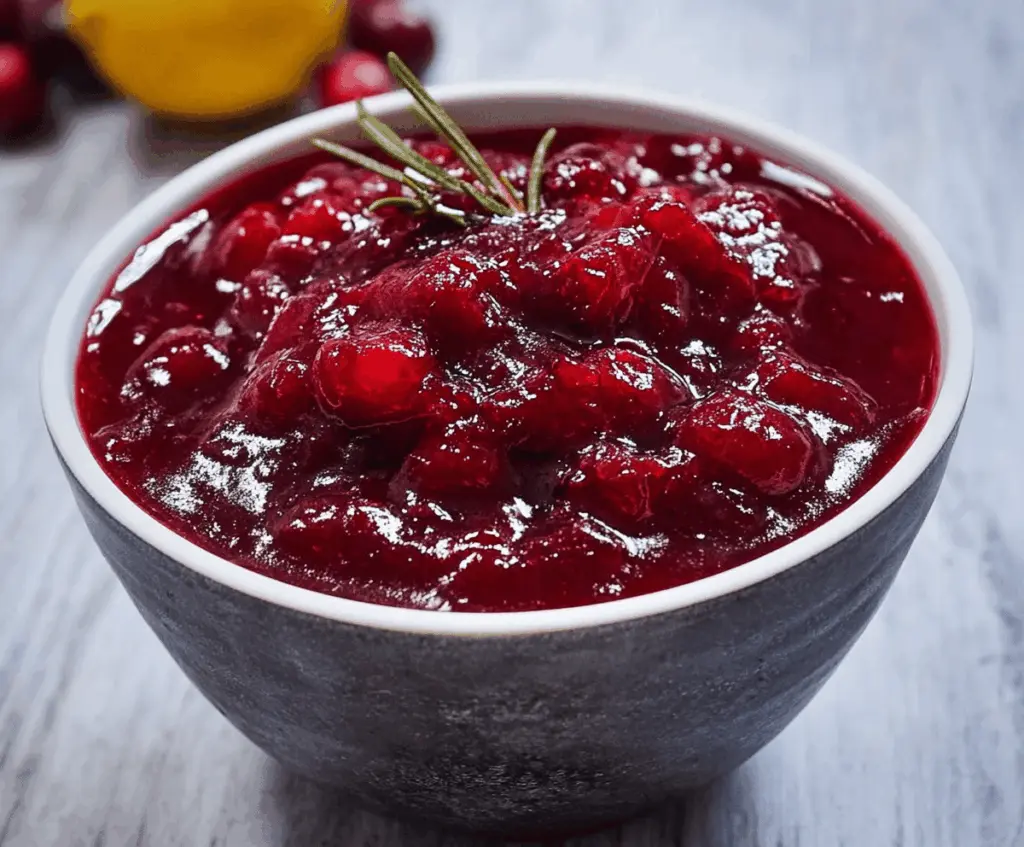 Joanna Gaines Cranberry Sauce served in a rustic bowl for a festive holiday meal.