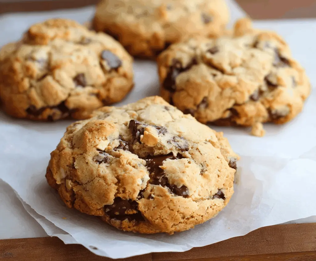 Delicious homemade Levain Bakery-style chocolate chip cookies with gooey chocolate chunks and golden crust.