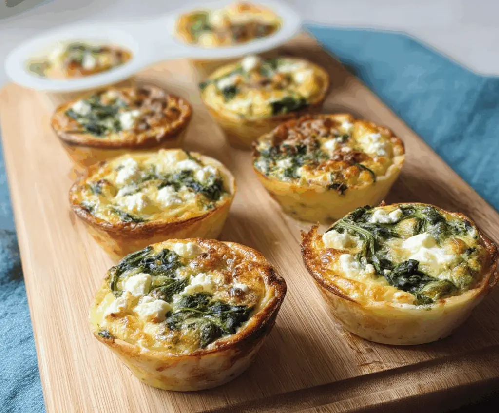 Delicious spinach feta mini quiches with golden crust and creamy filling, perfect for brunch or snacking.
