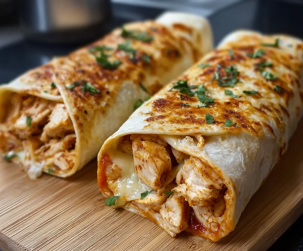 Delicious Air Fryer Chicken and Mozzarella Wraps served with fresh ingredients.