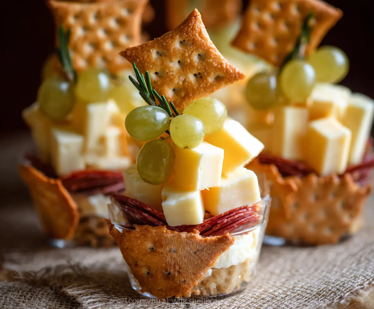 Delicious cheese and crackers cups served as a savory appetizer.
