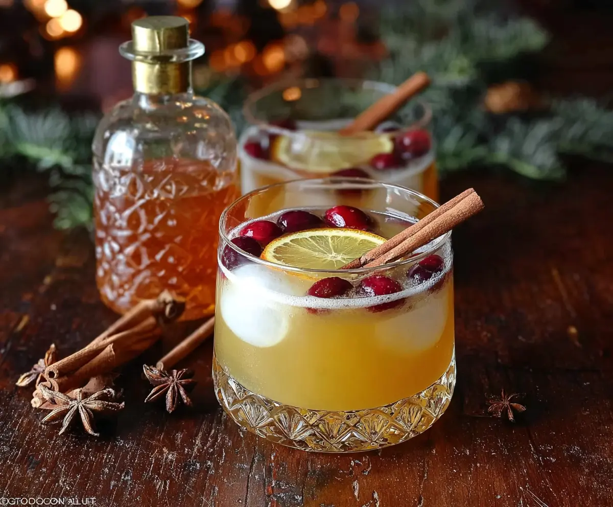 Festive Christmas Spiced Gin Punch in a decorative glass with holiday garnishes