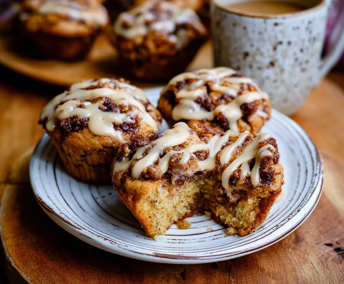 Delicious cinnamon roll protein muffins with a golden-brown top, perfect for a healthy breakfast or snack.