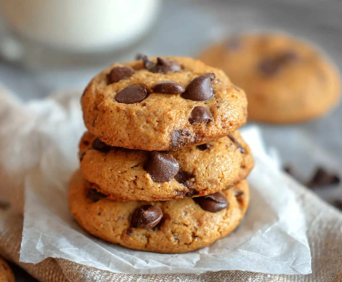 Healthy Greek Yogurt Protein Cookies with oats and chocolate chips on a white plate.