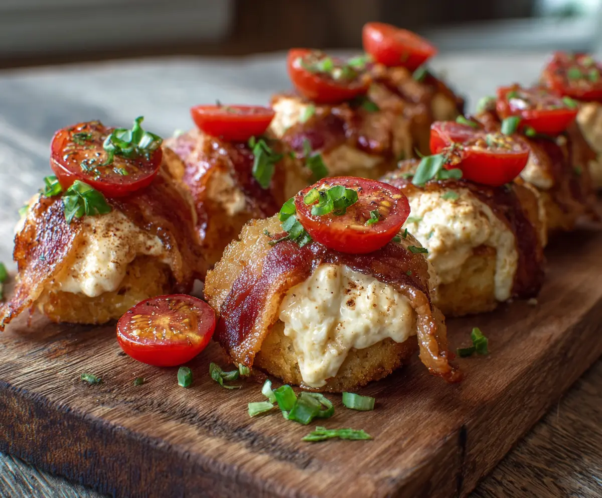 Delicious Kentucky Hot Brown Bites featuring crispy bread, turkey slices, and creamy cheese sauce.