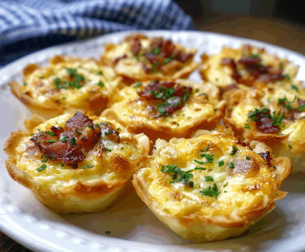 Delicious Mini Quiche Lorraine featuring a golden crust and savory filling, perfect for brunch or appetizers.