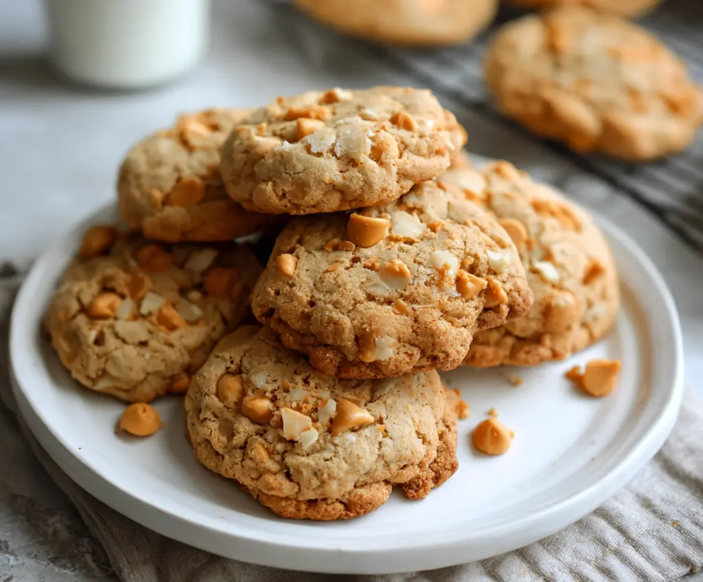 Delicious Sourdough Butterscotch Cookies fresh out of the oven with gooey butterscotch filling.