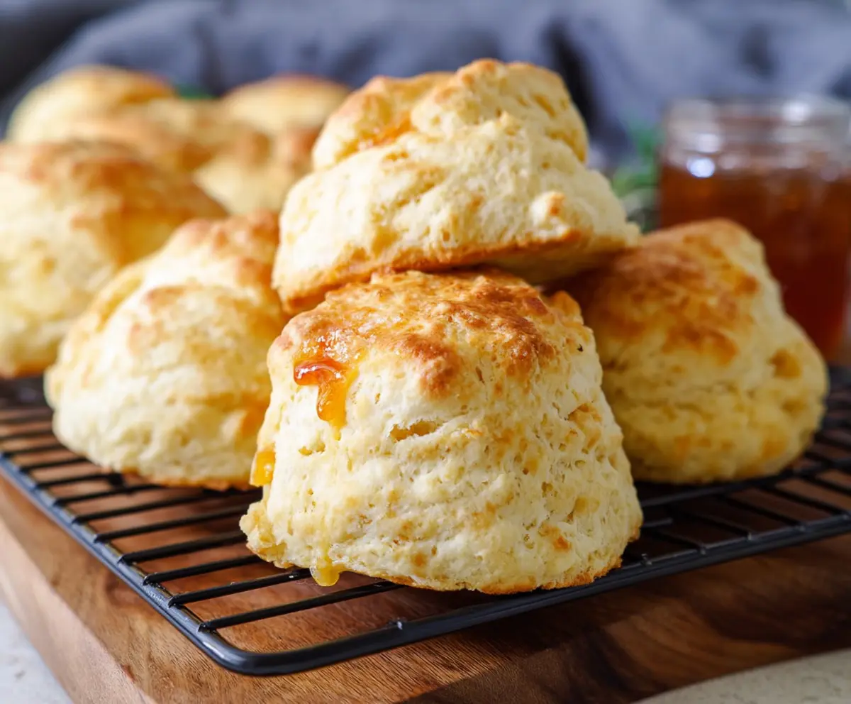 Delicious homemade sourdough cheese scones fresh out of the oven.